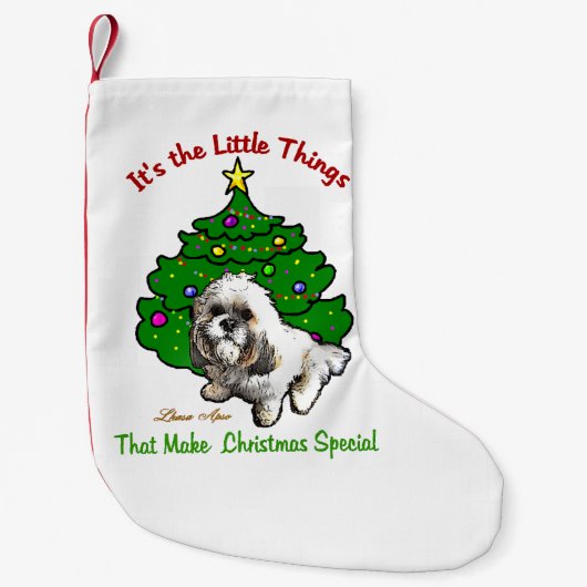 Lhasa Apso Kerstmis Kleine Kerstsok (Voorkant)