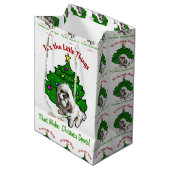 Lhasa Apso Kerstmis Medium Cadeauzakje (Voorkant Gekanteld)