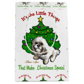Lhasa Apso Kerstmis Medium Cadeauzakje (Voorkant)