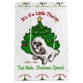 Lhasa Apso Kerstmis Medium Cadeauzakje (Achterkant)