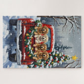 Lhasa Apso Kerstmis Rode Truck Vakantie Legpuzzel (Horizontaal)
