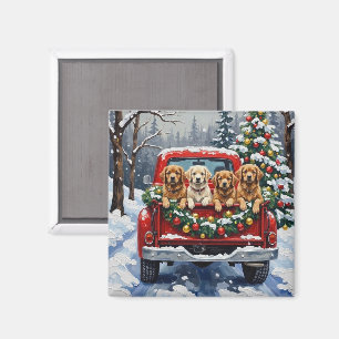 Lhasa Apso Kerstmis Rode Truck Vakantie Magneet