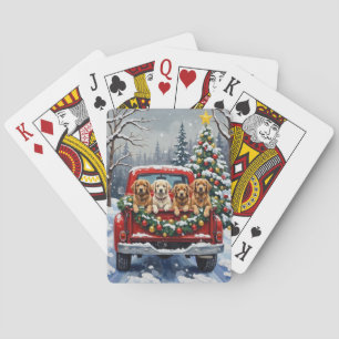 Lhasa Apso Kerstmis Rode Truck Vakantie Pokerkaarten