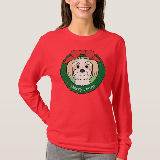 Lhasa Apso Kerstmis T-shirt (Voorkant)