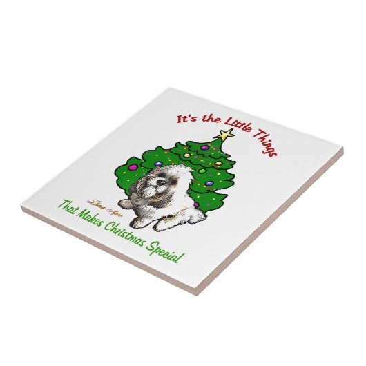 Lhasa Apso Kerstmis Tegeltje (Zijkant)