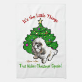 Lhasa Apso Kerstmis Theedoek (Verticaal)