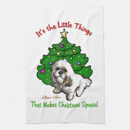 Lhasa Apso Kerstmis Theedoek