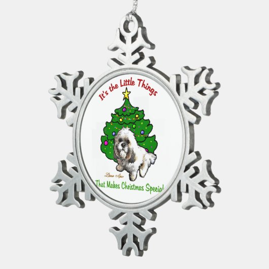 Lhasa Apso Kerstmis Tin Sneeuwvlok Ornament (Rechts)