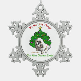 Lhasa Apso Kerstmis Tin Sneeuwvlok Ornament