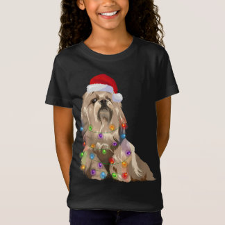 Lhasa Apso Kerstverlichting Xmas Hondenliefhebber  T-shirt