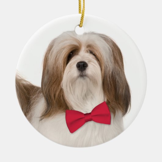 Lhasa Apso kerstversiering Keramisch Ornament (Voorkant)