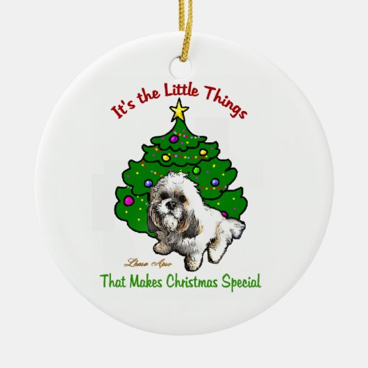 Lhasa Apso kerstversiering Keramisch Ornament (Voorkant)