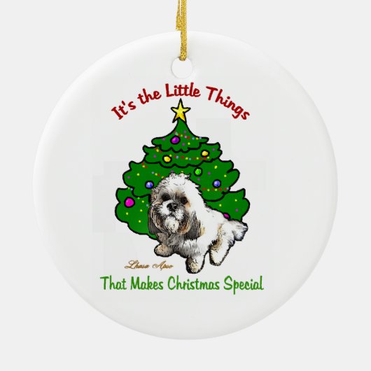 Lhasa Apso kerstversiering Keramisch Ornament (Achterkant)
