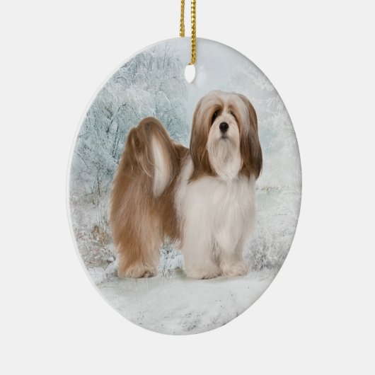 Lhasa Apso kerstversiering Keramisch Ornament (Rechts)