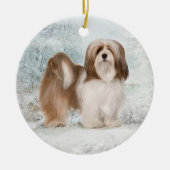 Lhasa Apso kerstversiering Keramisch Ornament (Voorkant)