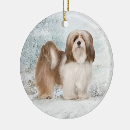 Lhasa Apso kerstversiering Keramisch Ornament (Links)