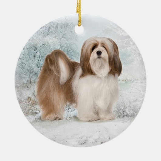Lhasa Apso kerstversiering Keramisch Ornament (Achterkant)