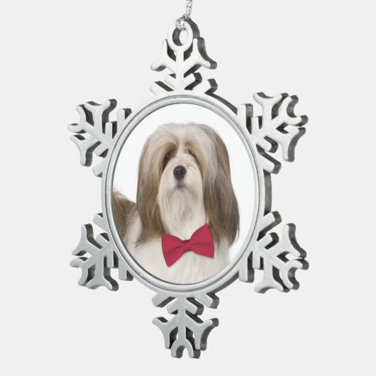 Lhasa Apso kerstversiering Tin Sneeuwvlok Ornament (Rechts)