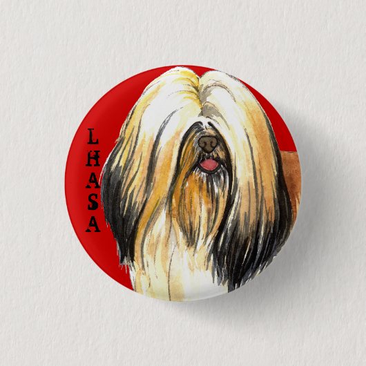 Lhasa Apso-kleurenblok Ronde Button 3,2 Cm (Voorkant)