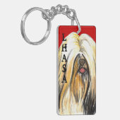 Lhasa Apso-kleurenblok Sleutelhanger (Voorkant Links)