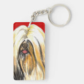 Lhasa Apso-kleurenblok Sleutelhanger (achterkant)