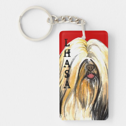 Lhasa Apso-kleurenblok Sleutelhanger (Voorkant)