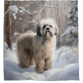 Lhasa Apso Laat het Sneeuwen Kerstmis Douchegordijn (Voorkant)