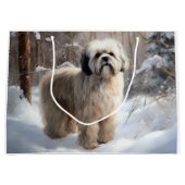 Lhasa Apso Laat het Sneeuwen Kerstmis Groot Cadeauzakje (Voorkant)