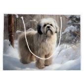 Lhasa Apso Laat het Sneeuwen Kerstmis Groot Cadeauzakje (Achterkant)