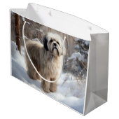 Lhasa Apso Laat het Sneeuwen Kerstmis Groot Cadeauzakje (Achterkant Gekanteld)