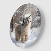 Lhasa Apso Laat het Sneeuwen Kerstmis Grote Klok (Hoek)