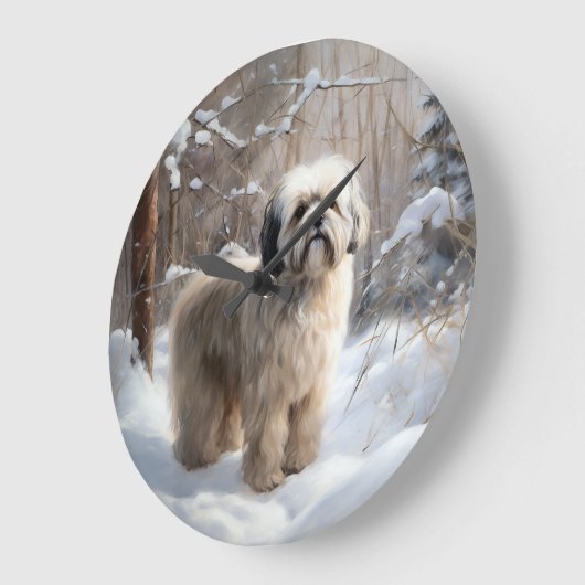 Lhasa Apso Laat het Sneeuwen Kerstmis Grote Klok (Hoek)