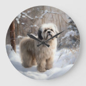Lhasa Apso Laat het Sneeuwen Kerstmis Grote Klok (Voorkant)