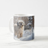 Lhasa Apso Laat het Sneeuwen Kerstmis Koffiemok (Voorkant links)