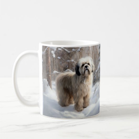 Lhasa Apso Laat het Sneeuwen Kerstmis Koffiemok (Links)