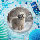 Lhasa Apso Laat het Sneeuwen Kerstmis Papieren Bordje (Feest)