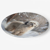 Lhasa Apso Laat het Sneeuwen Kerstmis Papieren Bordje (Gekanteld)