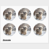 Lhasa Apso Laat het Sneeuwen Kerstmis  Ronde Sticker (Vel)