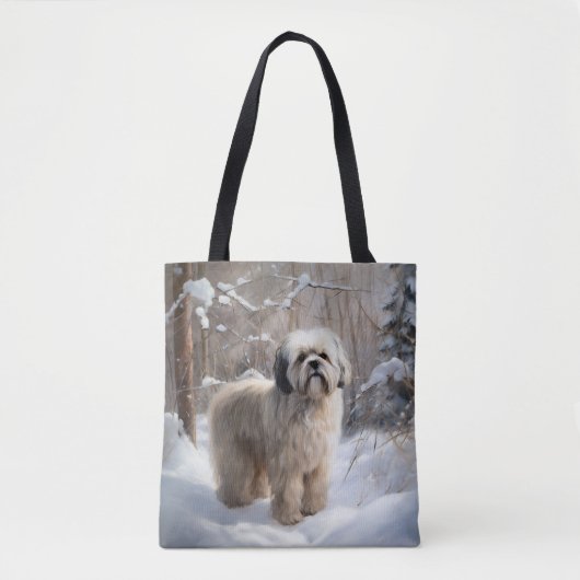 Lhasa Apso Laat het Sneeuwen Kerstmis Tote Bag (Voorkant)