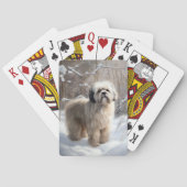 Lhasa Apso Laat Sneeuwen Kerst  Pokerkaarten (Achterkant)