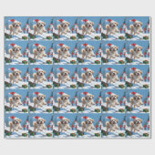 Lhasa Apso loopt in de sneeuw met kerstmuts Cadeaupapier (Vlak)