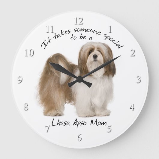 Lhasa Apso Mam Clock Grote Klok (Voorkant)