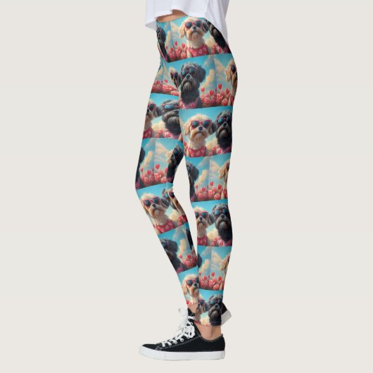 Lhasa Apso met hart Rozen Valentijnsdag Leggings (Links)