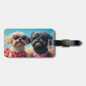 Lhasa Apso met Hartrozen Valentijnsdag Bagagelabel (Achterkant horizontaal)