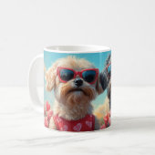Lhasa Apso met Hartrozen Valentijnsdag Koffiemok (Voorkant links)