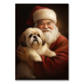 Lhasa Apso met Kerstman Feestelijke Kerst  Kaart (Achterkant)