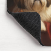 Lhasa Apso met kerstman Feestelijke Kerst Muismat (Hoek)