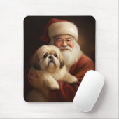 Lhasa Apso met kerstman Feestelijke Kerst Muismat (Met muis)