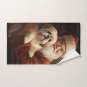 Lhasa Apso met kerstman Feestelijke Kerstmis Bad Handdoek (Handdoek)