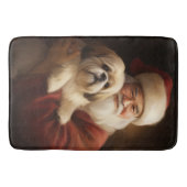 Lhasa Apso met Kerstman Feestelijke Kerstmis Badmat (Voorkant)